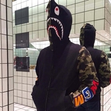 BAPE 日本代购 SHARK CAMO 猿人迷彩袖鲨鱼头卫衣连帽衫潮牌