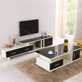 现代简约可伸缩电视柜茶几组合套装 欧式小户型客厅成套家具包邮