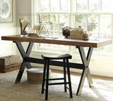 直销LOFT美式北欧铁艺复古酒吧实木餐桌椅做旧组合长方形小户型