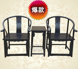 红木家具非洲黑檀木圈椅三件套中式仿古实木圈椅围椅太师椅皇宫椅