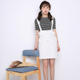 夏季新款韩国高腰显瘦百搭气质包臀短裙学生修身a字背带裙女