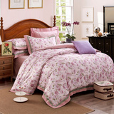 新品 浅粉色田园风提花家纺 温馨双人床四件套 夫妻卧室床上用品