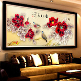 最新款精准印花十字绣 客厅大幅花卉系列 国色天香牡丹花富贵九鱼