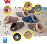 日本代购 15年迪士尼冬 日系复古卡通加绒加厚保暖家居拖鞋