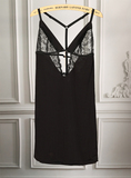 2016外贸新款修身性感女式睡裙黑色紧身睡衣牛奶丝滑吊带纯色短裙