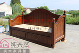 定制美式坐卧两用多功能全实木沙发床1.5米推拉抽屉储物家具上海