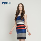 PRICH 2016夏季新品时尚条纹无袖修身连衣裙PROW62551C