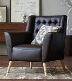 欧式小户型客厅皮艺单人沙发椅美式简约会所咖啡厅休闲单椅现货