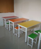 学校家具双层小学生培训桌幼儿园组合梯形桌美术桌彩色学生课桌椅