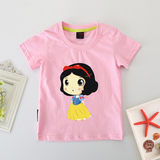 女童粉红色T恤 白雪公主童装宝宝短袖夏儿童休闲上衣幼儿衣服半袖