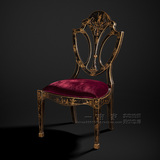 欧式奢华复古棕色实木手绘古典风景餐椅梳妆椅椅子别墅工艺家具
