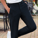 休闲裤男士夏季薄款长裤修身直筒小脚裤子男土商务英伦黑色小西裤