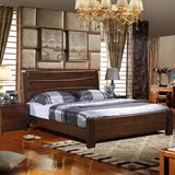 纯黑胡桃木全实木床新家具中式1.8米双人婚床高箱体储物榆木乌金