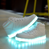 男女高帮鞋充电LED灯发光鞋保暖鞋荧光鞋夜光鞋情侣鞋闪光鞋冬季