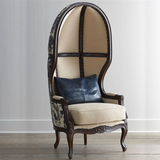 美式乡村太空椅法式新古典实木公主椅鸟笼椅休闲单人沙发椅蛋壳椅