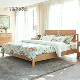 纯实木双人床1.8米进口白橡木实木床1.5米原木北欧简约卧室家具