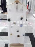 太平鸟女装正品代购2016夏季新款锈花网纱无袖连衣裙A1CD6247681