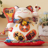 招财猫新款摆件大号9寸日本陶瓷存钱储蓄罐客厅风水摆设 创意礼品