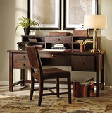 美法式实木书桌书架组合实木做旧电脑桌简约写字台宜家办公桌