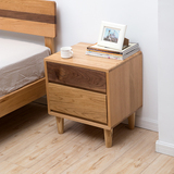现代简约白橡木床头柜卧室全实木抽屉置物柜子小户型卧室家具 叁