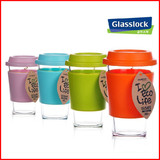 特价包邮 韩国Glasslock三光云玻璃杯 加厚钢化玻璃杯 带套370ML