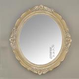 欧式法式做旧浴室镜古典树脂圆形椭圆形挂墙镜子 美式乡村梳妆镜