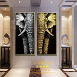 欧美式油画装饰画客厅纯手绘玄关组合别墅抽象图案大象酒店QS1474