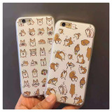 可爱柴犬狗狗猫咪蚕丝纹苹果 iPhone6s6plus 5.5寸超萌卡通手机壳
