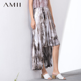 初上市价219元#Amii[极简主义]夏新品直筒百褶飘逸雪纺半裙