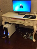 特价电脑桌实木大书桌 学生桌 写字台1.2M米 法式古典象牙白欧式