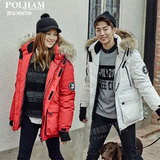 韩国代购正品 POLHAM 特价时尚羽绒服纯色拉链情侣款潮 反季折扣