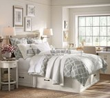 欧式风格实木床抽屉床储物床仿古白色双人床布艺软包床1.5 1.8