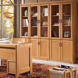 裕丰实木家具实木组合书柜带门可移动书橱格子储物柜三门小柜6001