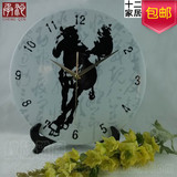 承沁创意陶瓷艺术时钟表 马年客厅静音中式台式座钟 大号生肖挂钟