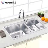 摩恩MOEN厨房双槽304不锈钢一体成型洗菜盆洗碗盆水槽22168