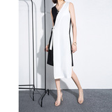高端时装2016夏天新款原创设计品牌精品女装无袖个性不规则连衣裙