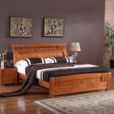 实木床橡木床1.8 1.5米双人床简约现代婚床实木卧室套房家具