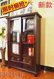 特价欧式实木书柜推拉玻璃门储物单个书橱带门简约组装置物柜现货