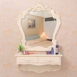 梳妆台欧式镜卧室韩式现代简约白色田园壁挂小户型化妆台梳妆桌