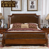 卧室家具美式床全实木床1.8米双人床美式乡村床1.5真皮公主床婚床