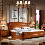 纯实木床1.8米双人床婚床 1.5m中式橡木床架高箱储物木头床免运费
