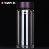 SHIMIZU/清水玻璃杯双层8021 商务透明玻璃水杯 水晶杯子便携茶杯