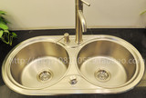 普乐美高端水槽 DS309A水槽 SUS304不锈钢圆双槽时尚 水槽套餐