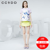 【2件折上8折包邮】CCDD2016夏女时尚上衣欧根纱拼接衬衫