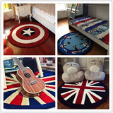 英伦米字旗国旗地毯欧美式圆形客厅茶几卧室电脑椅床边儿童房卡通