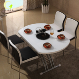 月之风家具折叠圆餐桌椅组合现代简约可伸缩玻璃不锈钢餐桌