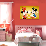 儿童房卡通装饰画 男孩女孩卧室床头挂画无框画单幅 米奇米妮壁画