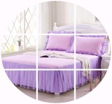 韩式蕾丝花边全棉床裙三件套 1.8春夏纯棉纯色紫色粉色小碎花床罩