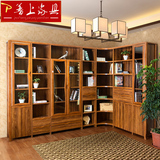普上特价中式木质书柜书架简约橡木储物柜转角自由组合书柜带门
