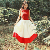 春季韩版复古修身弹力无袖针织背心连衣裙套装上衣半身长裙两件套